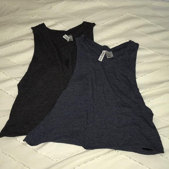 H&M Tops - (2) Raw Cut Crop Muscle Tanks